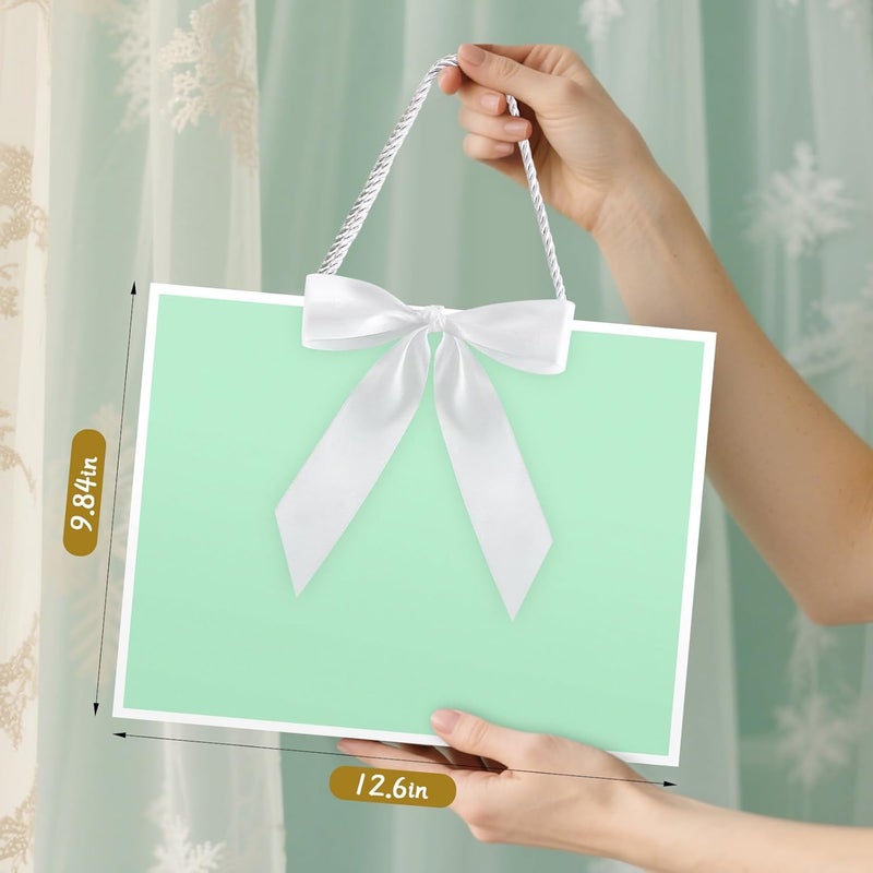 JMANNI Gift Bags, Large Gift Bags, 1Pcs Paper Gift Bag with 2 Tissue Paper and 1 Greeting Cards, Present Bags with Handles for Women Girls Bridesmaid Birthday Valentines Wedding Party (Green) - Image 5